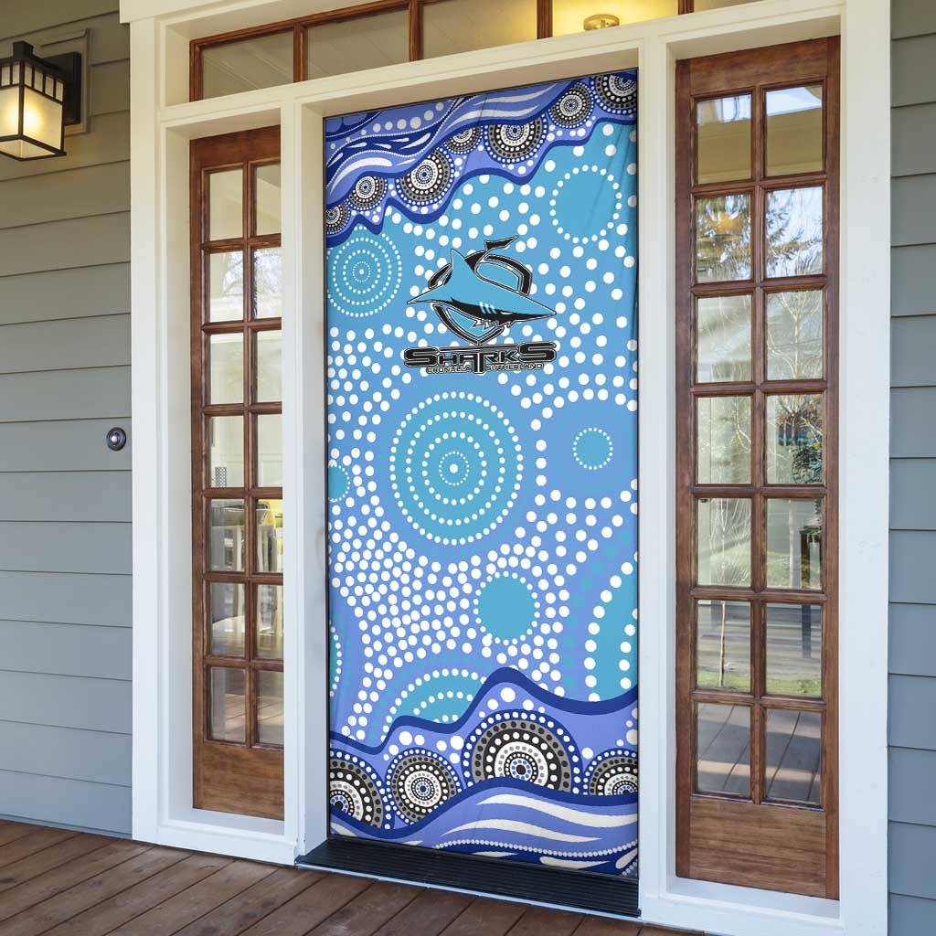 Cronulla Sutherland Sharks Door Cover Aboriginal Dot Pattern - Rugby Mascot Heritage Pride