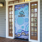 Cronulla Sutherland Sharks Door Cover Aboriginal Dot Pattern - Rugby Mascot Heritage Pride