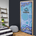 Cronulla Sutherland Sharks Door Cover Aboriginal Dot Pattern - Rugby Mascot Heritage Pride