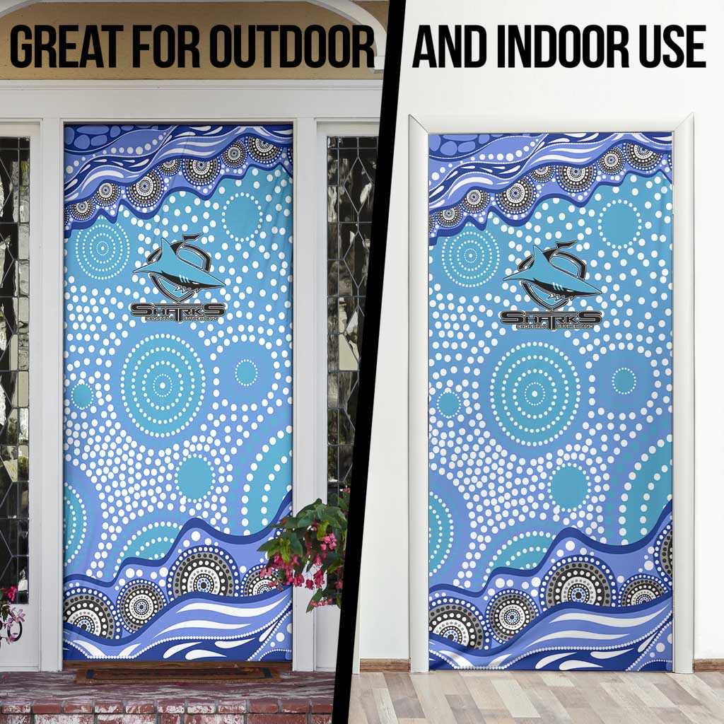 Cronulla Sutherland Sharks Door Cover Aboriginal Dot Pattern - Rugby Mascot Heritage Pride