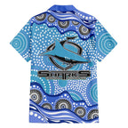 Cronulla Sutherland Sharks Family Matching Summer Maxi Dress and Hawaiian Shirt Aboriginal Dot Pattern - Rugby Mascot Heritage Pride
