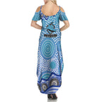 Cronulla Sutherland Sharks Family Matching Summer Maxi Dress and Hawaiian Shirt Aboriginal Dot Pattern - Rugby Mascot Heritage Pride