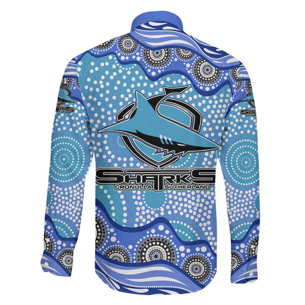 Cronulla Sutherland Sharks Family Matching Tank Maxi Dress and Hawaiian Shirt Aboriginal Dot Pattern - Rugby Mascot Heritage Pride