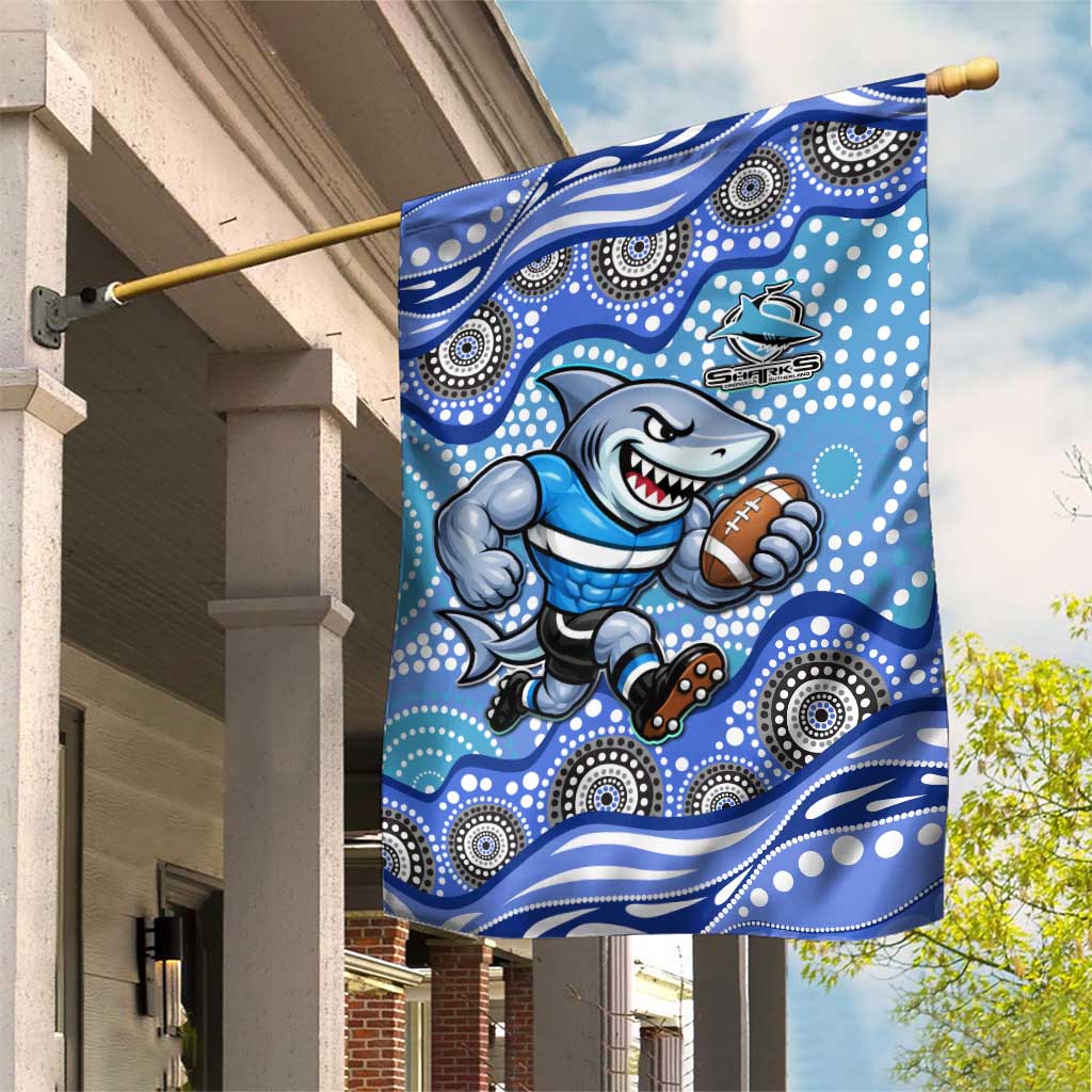 Cronulla Sutherland Sharks Garden Flag Aboriginal Dot Pattern - Rugby Mascot Heritage Pride