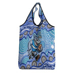 Cronulla Sutherland Sharks Grocery Bag Aboriginal Dot Pattern - Rugby Mascot Heritage Pride