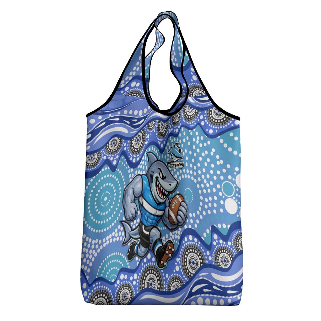 Cronulla Sutherland Sharks Grocery Bag Aboriginal Dot Pattern - Rugby Mascot Heritage Pride