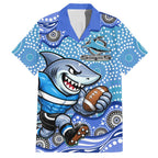 Cronulla Sutherland Sharks Hawaiian Shirt Aboriginal Dot Pattern - Rugby Mascot Heritage Pride