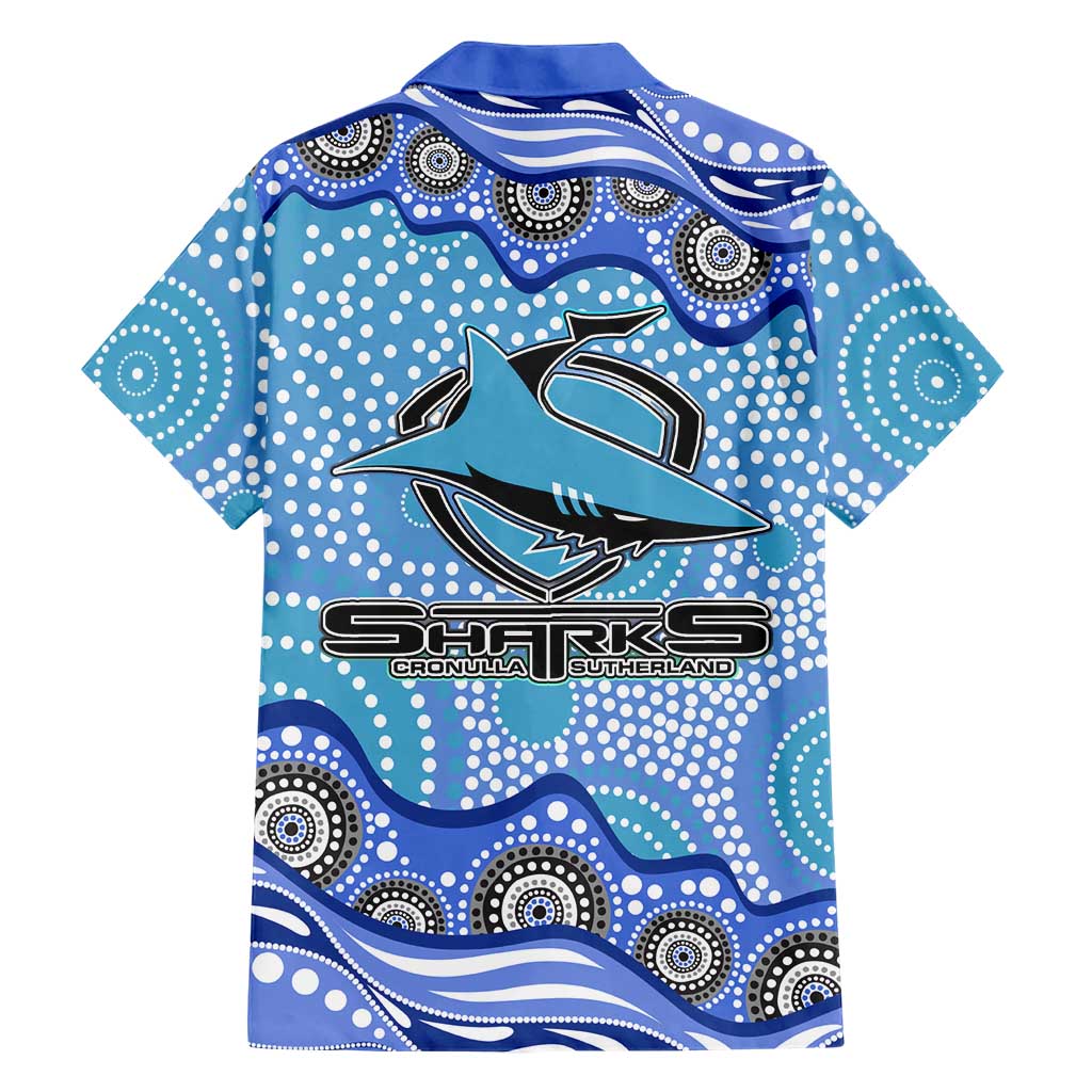 Cronulla Sutherland Sharks Hawaiian Shirt Aboriginal Dot Pattern - Rugby Mascot Heritage Pride