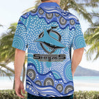 Cronulla Sutherland Sharks Hawaiian Shirt Aboriginal Dot Pattern - Rugby Mascot Heritage Pride
