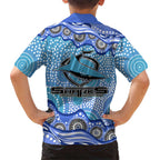 Cronulla Sutherland Sharks Hawaiian Shirt Aboriginal Dot Pattern - Rugby Mascot Heritage Pride