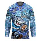 Cronulla Sutherland Sharks Hockey Jersey Aboriginal Dot Pattern - Rugby Mascot Heritage Pride