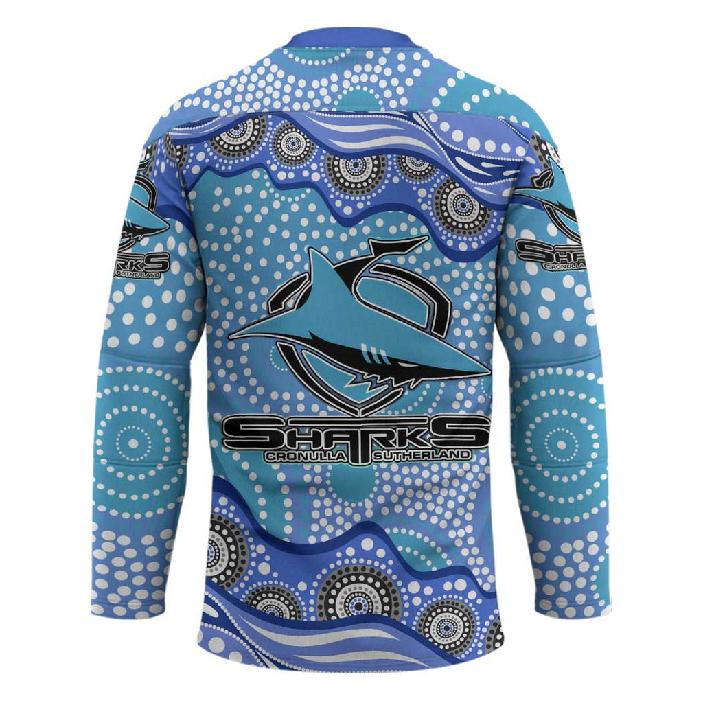 Cronulla Sutherland Sharks Hockey Jersey Aboriginal Dot Pattern - Rugby Mascot Heritage Pride