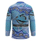 Cronulla Sutherland Sharks Hockey Jersey Aboriginal Dot Pattern - Rugby Mascot Heritage Pride