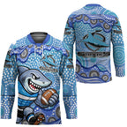 Cronulla Sutherland Sharks Hockey Jersey Aboriginal Dot Pattern - Rugby Mascot Heritage Pride