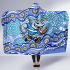 Cronulla Sutherland Sharks Hooded Blanket Aboriginal Dot Pattern - Rugby Mascot Heritage Pride