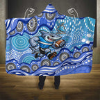 Cronulla Sutherland Sharks Hooded Blanket Aboriginal Dot Pattern - Rugby Mascot Heritage Pride