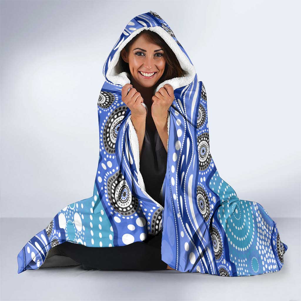 Cronulla Sutherland Sharks Hooded Blanket Aboriginal Dot Pattern - Rugby Mascot Heritage Pride