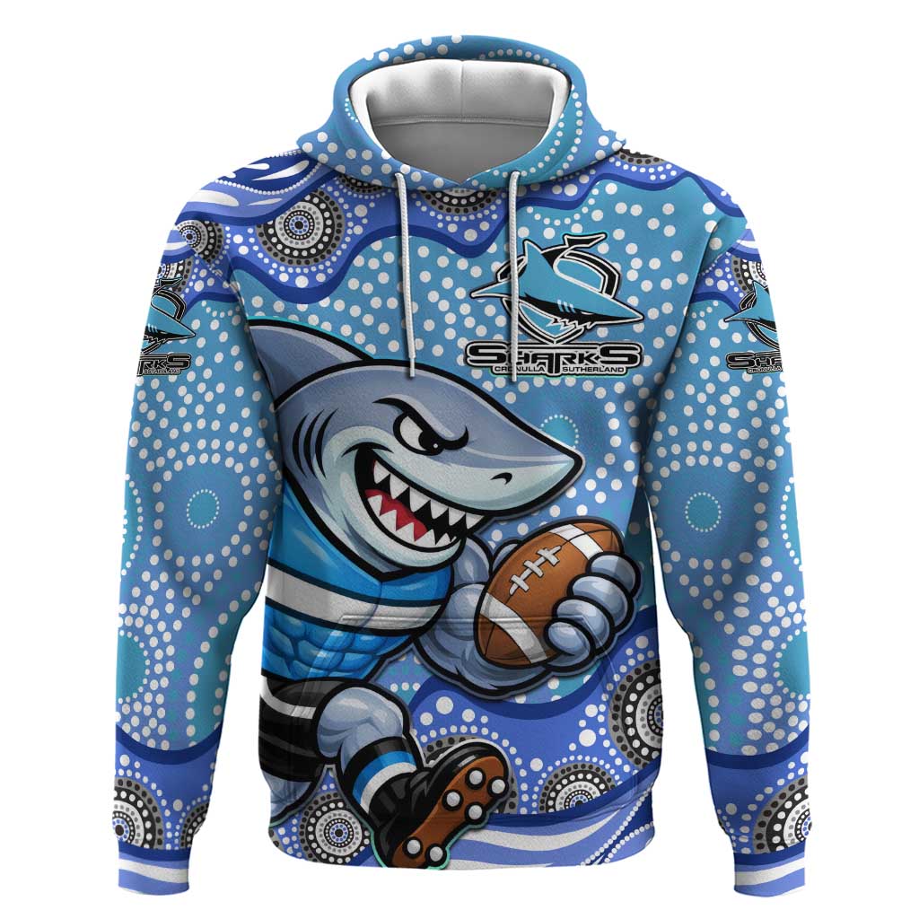 Cronulla Sutherland Sharks Hoodie Aboriginal Dot Pattern - Rugby Mascot Heritage Pride