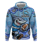 Cronulla Sutherland Sharks Hoodie Aboriginal Dot Pattern - Rugby Mascot Heritage Pride