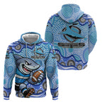 Cronulla Sutherland Sharks Hoodie Aboriginal Dot Pattern - Rugby Mascot Heritage Pride