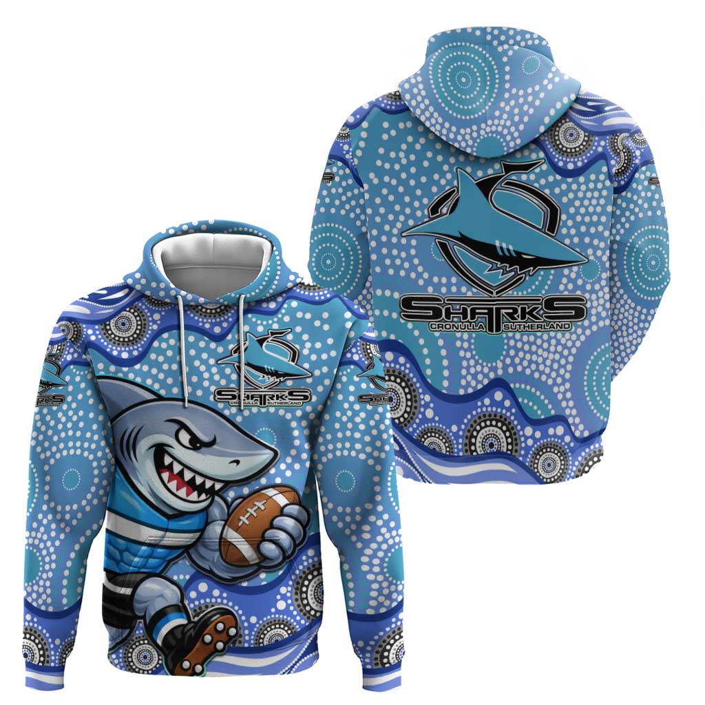 Cronulla Sutherland Sharks Hoodie Aboriginal Dot Pattern - Rugby Mascot Heritage Pride