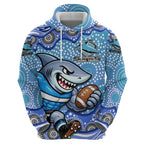 Cronulla Sutherland Sharks Hoodie Aboriginal Dot Pattern - Rugby Mascot Heritage Pride