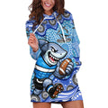 Cronulla Sutherland Sharks Hoodie Dress Aboriginal Dot Pattern - Rugby Mascot Heritage Pride