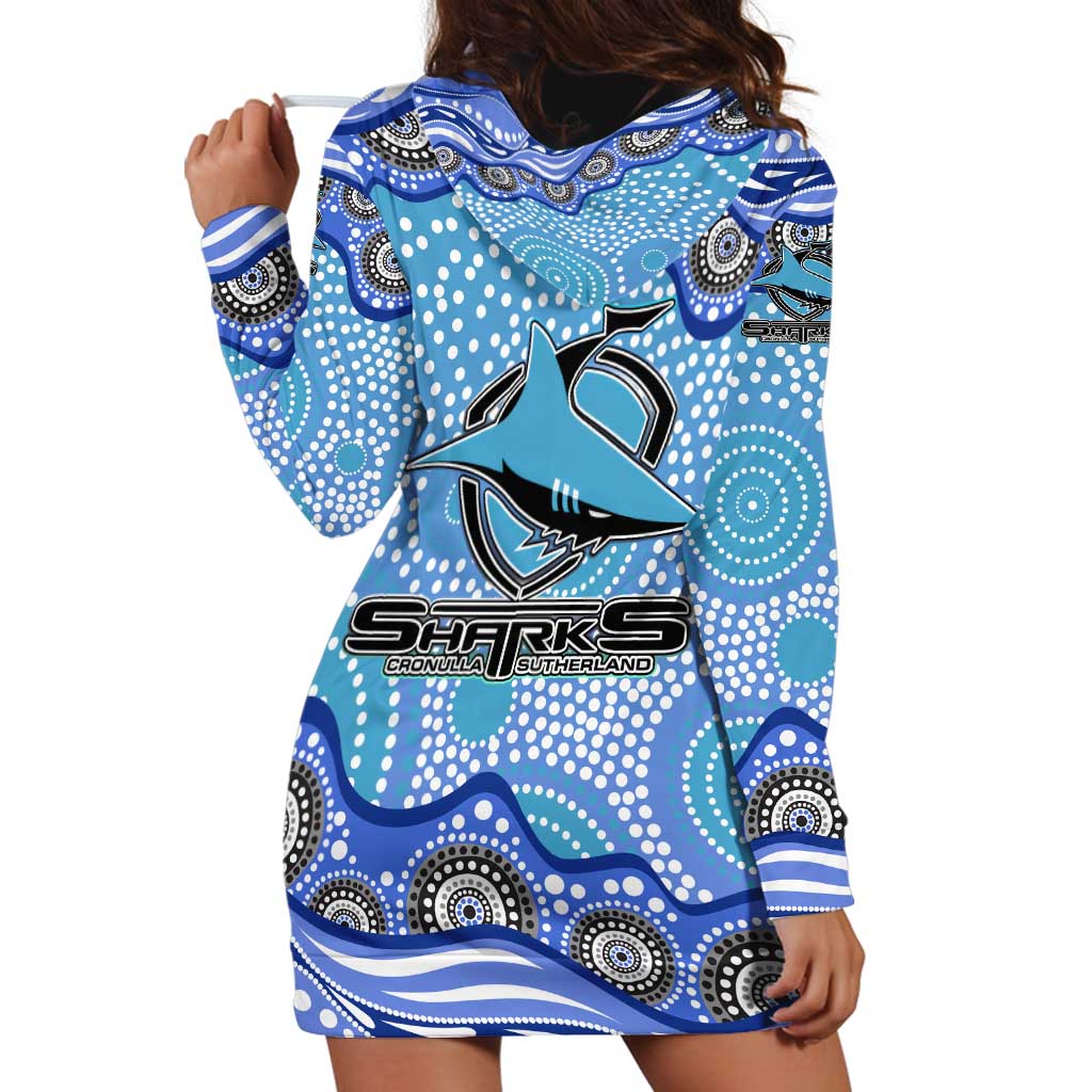 Cronulla Sutherland Sharks Hoodie Dress Aboriginal Dot Pattern - Rugby Mascot Heritage Pride