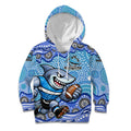 Cronulla Sutherland Sharks Kid Hoodie Aboriginal Dot Pattern - Rugby Mascot Heritage Pride