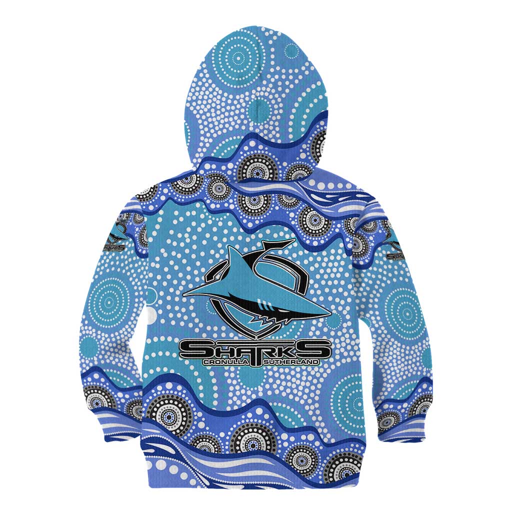 Cronulla Sutherland Sharks Kid Hoodie Aboriginal Dot Pattern - Rugby Mascot Heritage Pride