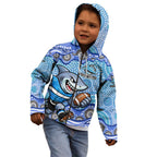 Cronulla Sutherland Sharks Kid Hoodie Aboriginal Dot Pattern - Rugby Mascot Heritage Pride