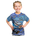 Cronulla Sutherland Sharks Kid T Shirt Aboriginal Dot Pattern - Rugby Mascot Heritage Pride