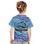 Cronulla Sutherland Sharks Kid T Shirt Aboriginal Dot Pattern - Rugby Mascot Heritage Pride