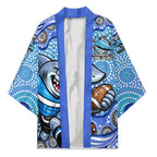 Cronulla Sutherland Sharks Kimono Aboriginal Dot Pattern - Rugby Mascot Heritage Pride