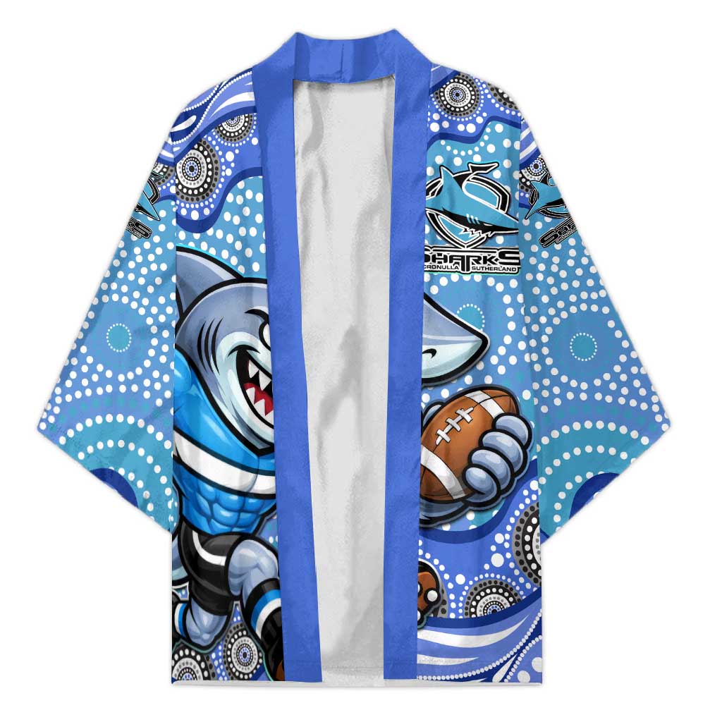 Cronulla Sutherland Sharks Kimono Aboriginal Dot Pattern - Rugby Mascot Heritage Pride
