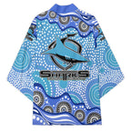 Cronulla Sutherland Sharks Kimono Aboriginal Dot Pattern - Rugby Mascot Heritage Pride