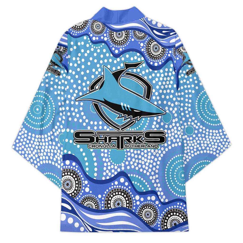 Cronulla Sutherland Sharks Kimono Aboriginal Dot Pattern - Rugby Mascot Heritage Pride