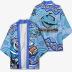 Cronulla Sutherland Sharks Kimono Aboriginal Dot Pattern - Rugby Mascot Heritage Pride