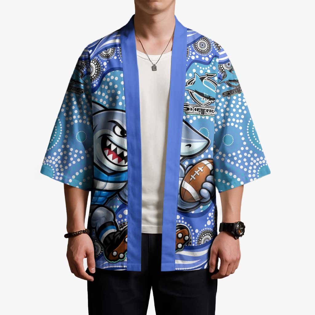 Cronulla Sutherland Sharks Kimono Aboriginal Dot Pattern - Rugby Mascot Heritage Pride