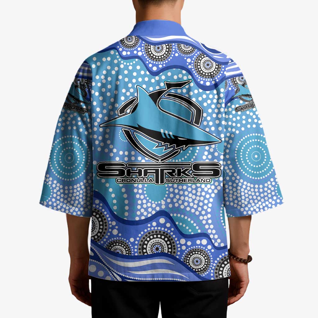 Cronulla Sutherland Sharks Kimono Aboriginal Dot Pattern - Rugby Mascot Heritage Pride
