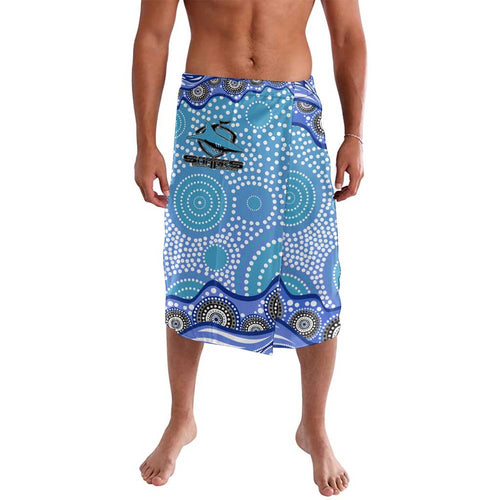 Cronulla Sutherland Sharks Lavalava Aboriginal Dot Pattern - Rugby Mascot Heritage Pride