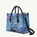 Cronulla Sutherland Sharks Leather Bag Aboriginal Dot Pattern - Rugby Mascot Heritage Pride