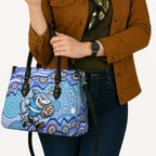 Cronulla Sutherland Sharks Leather Bag Aboriginal Dot Pattern - Rugby Mascot Heritage Pride