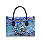 Cronulla Sutherland Sharks Leather Bag Aboriginal Dot Pattern - Rugby Mascot Heritage Pride