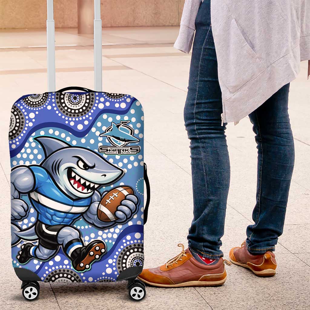 Cronulla Sutherland Sharks Luggage Cover Aboriginal Dot Pattern - Rugby Mascot Heritage Pride
