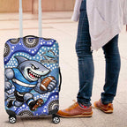 Cronulla Sutherland Sharks Luggage Cover Aboriginal Dot Pattern - Rugby Mascot Heritage Pride