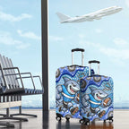 Cronulla Sutherland Sharks Luggage Cover Aboriginal Dot Pattern - Rugby Mascot Heritage Pride