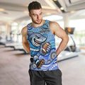 Cronulla Sutherland Sharks Men Tank Top Aboriginal Dot Pattern - Rugby Mascot Heritage Pride