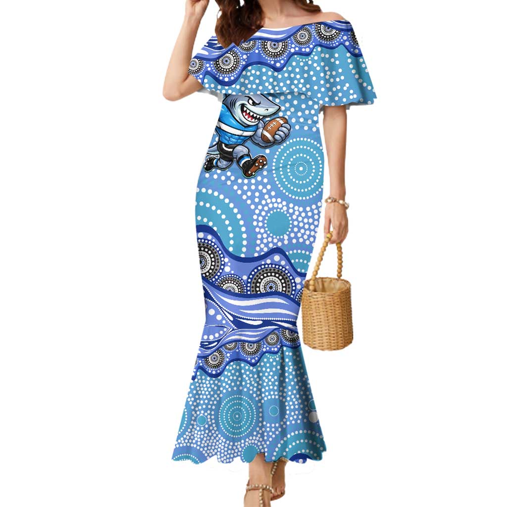 Cronulla Sutherland Sharks Mermaid Dress Aboriginal Dot Pattern - Rugby Mascot Heritage Pride