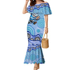 Cronulla Sutherland Sharks Mermaid Dress Aboriginal Dot Pattern - Rugby Mascot Heritage Pride